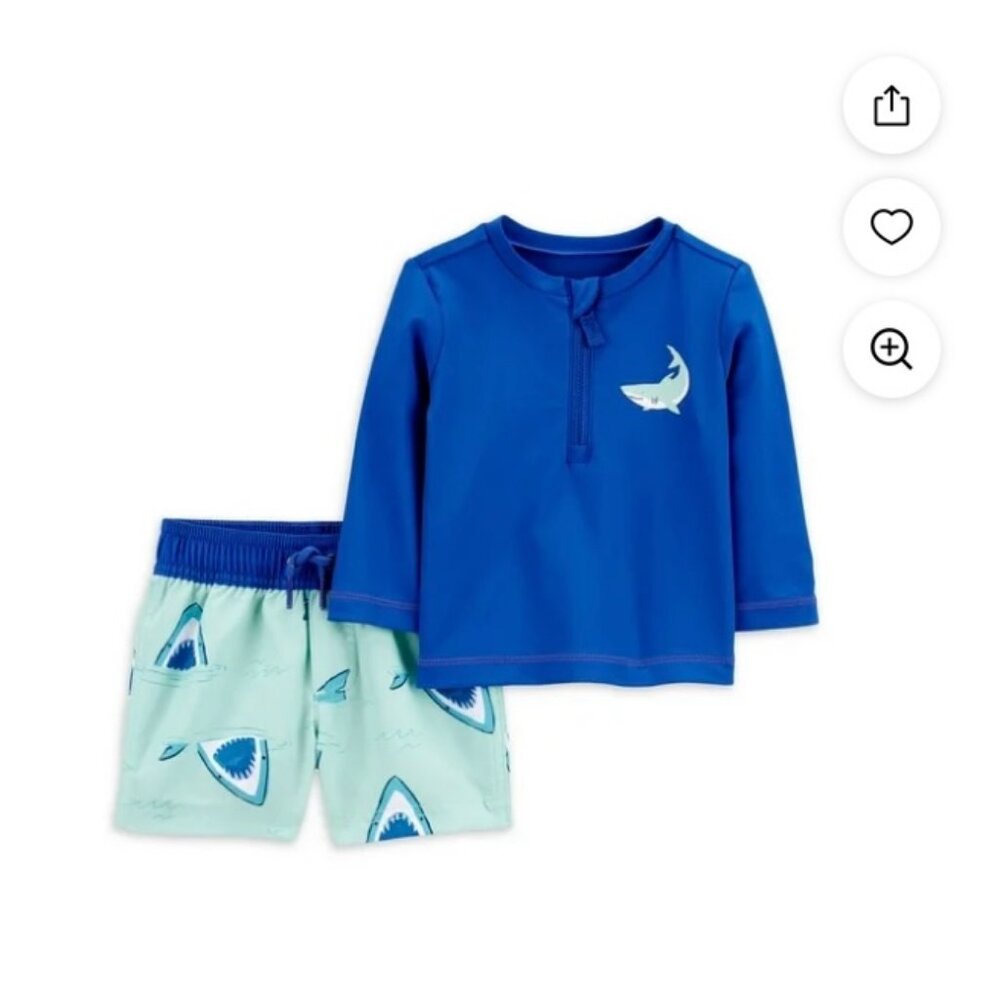 12 month Carter's Child of Mine Baby & Toddler Boy Rash Guard Swimsuit Set